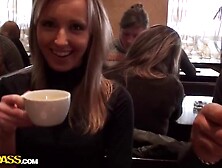 Fucking and blowjob in public bathroom