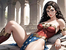 Futanari Wonder Woman Masturbating Selfsuck Cumshots