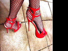 Red Hot Hooker Shoes Painted Nails