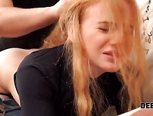 DEBT4k.  Cunning stud rides shaved snatch of red-haired beauty for the debt