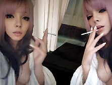 Egirl Smoking In Bathrobe (Ask Me For Full Vid)