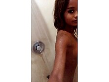 Hot brunette selfie shower