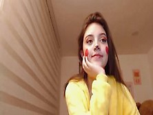 Chick In Wierd Costume Masturbates On Cam