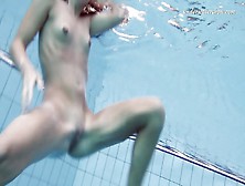 Nice Gypsy Black Haired Babe Swimming Underwater