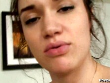 Paris Lincoln cuckolds her fiance with SELF PERSPECTIVE oral sex and sex then cream pie eating chastity and strapon