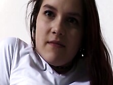 Amateur Brunette Touches Her Pussy On Audition