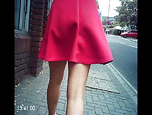 Sexy Teen Babe Walking In Little Pink Skirt Voyeur Sexy Legs