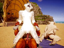 Fur three-some ends in creampie and squirting in intensive Wild Life sex