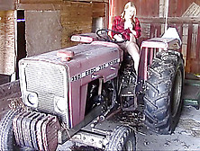 Sexy Girl Masturbating On A Tractor