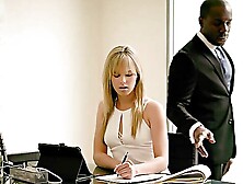 Jillian Janson gets her asshole gapped by a huge black cock in steamy office scene