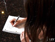 Skinny Teen In A Blue And White Floral Dress Seduces The Man She Works For As A Nanny.