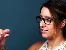 Cute CFNM glasses babe deepthraoting guy