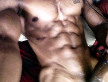 Massive ebony penis muscle guy slow wanking with priceless cum discharged