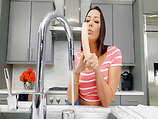 Rachel Starr Is Playing With The Dildo In The Kitchen