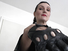 Lady Victoria Valente Instructs On Masturbation While Sniffing Black Leather Gloves