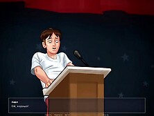 Summertime Saga - gratitude during speech blowjob under podium
