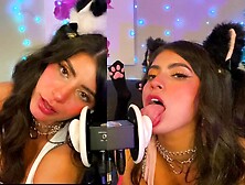 ASMR 2 Cats Flirt and Suck Your Ears with Eye Contact layered sounds - CorneliustheCat ASMR