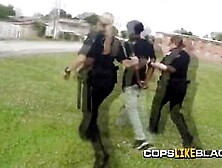 Horny Female Officers Love Sucking The Black Dude's Balls