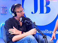 Kinky Colombian Mayraoficial has a blast on the Sybian machine during Juan Bustos podcast