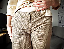 Naughty Colleague Seduces You With Her Fat Cameltoe In Trousers