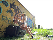 POV outdoor blowjob from petite Eden Ivy and sex