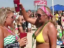 Spring break party girls flash their tits,  outdoors and in public,  in this