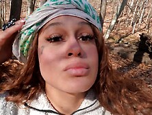 Taking a nice-looking urinate in the woods