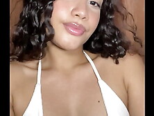 Innocent chick with a tender face masturbate her cunt in a miniskirt