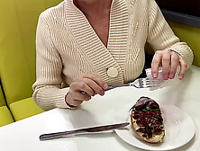 Milf public sperm eating.