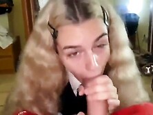 Amateur Blonde Teenage Schoolgirl Sucking Cock POV