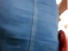 Bubble Butt Pops Out Of A Jeans Skirt