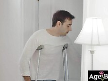 Jakes cock gets hard from Sallys tender touch