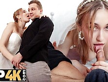 Hot Bride In Wedding Dress Takes Two Cocks Before Marriage - Hd 1080P