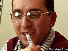 GRANDMA ALLIES - Filming large breasts older plumper riding dong POV