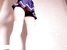 Long legged cute schoolgirl plays with big black cock