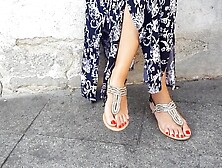 her perfect feets sexy long feets red toes