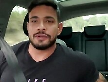 Two Attractive Tanned Gays Do A Bareback Anal In Their Car