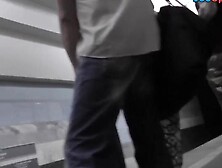 Thong of a foxy lady seen in free upskirt video