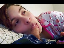 Little Kiwwi licks your penis like a PACIFIER while watching TV.