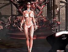 Sultry wild Lara Croft dancing naked to get favor from idol of lust