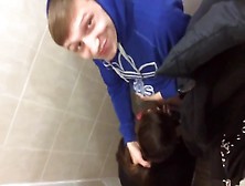 Boy Gets A Blowjob On The Schools Toilet