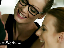 Trio With 2 Secretaries Very Devoted - Sophie Lynx And Hannah Sweet