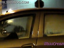 Banging with a stranger in the car whilst my cuckold spouse records the movie scene and many voyeurs are watching us Real risky