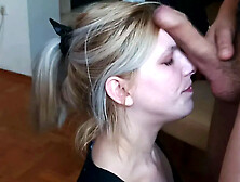Take It Deep Slut Blonde Throated And Cum On Face With Fuck Toy