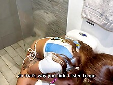 I catch my neighbour Pau Rojas masturbating in my bath.