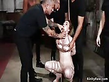 Blonde In Airtight Gangbang Fucked