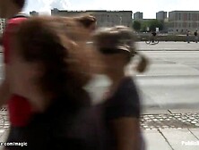 Chick walked in public with sex toy