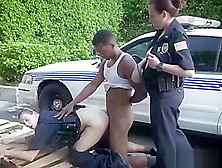 Interracial Outdoor Threesome Fucking With Hot Cops And Bbc!