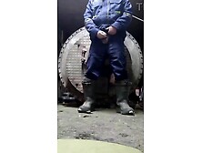 The homosexual stud couldn't overcome his raunchy wish and started masturbating right at work!