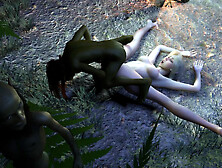 Goblins Take Turns Fucking a Slutty Elf in the Forest